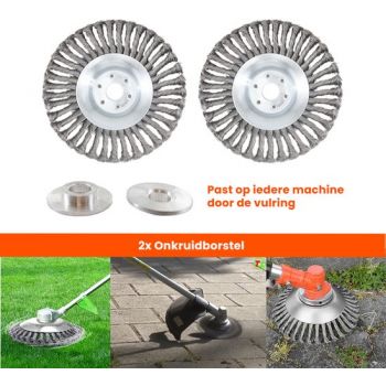 2 x 20 CM Kibani Universele Stalen Onkruidborstel - Geschikt Voor Alle Kibani Maaiers En Andere Maaiers Onkruidverwijderaar
