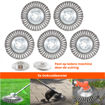 5 x 20 CM Kibani Universele Stalen Onkruidborstel - Geschikt Voor Alle Kibani Maaiers En Andere Maaiers Onkruidverwijderaar