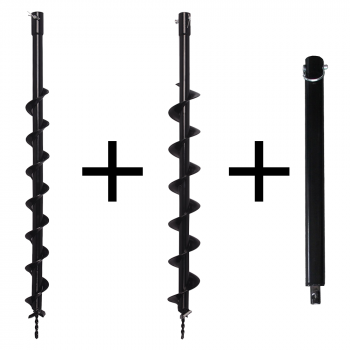 Kibani Grondboren 60 MM + 80 MM + Verlengstuk Geschikt Voor Droge En Zandgrond Geschikt Voor De Kibani Grondboor 52 cc Met 2-Takt Motor