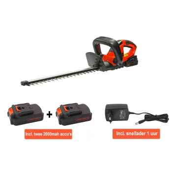 Kibani Accu Heggenschaar – Inclusief 2x 2000mAh li-ion accu's – 51 cm Zwaardlengte - 18V/Extra Lange Gebruiksduur