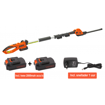 Kibani Accu Heggenschaar XXL  – Inclusief 2x li-ion Accu's 2000 MAh – 45 cm Zwaardlengte - 18V - Telescopisch