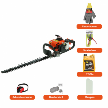 Kibani Heggenschaar Benzine > SET < – 22.5 cc 0.8 PK 2-Takt Motor – 55 CM Zwaardlengte – Met 5 Standen Ook Geschikt Voor Dikke Takken