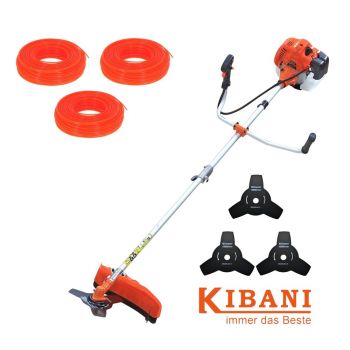 Kibani Bosmaaier Kantenmaaier Benzine – 52 cc 1.9 PK Inclusief 3x Maaidraad – 3x 3 Tands En Veiligheids Set