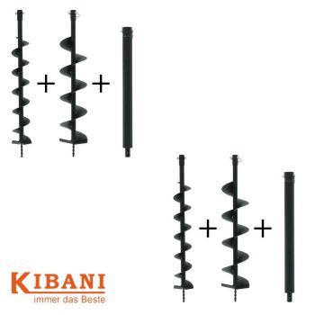 SET Kibani Grondboren 2x 100 MM + 2x 150 MM + Verlengstuk Geschikt Voor Droge En Zandgrond Geschikt Voor De Kibani Grondboor 52 cc Met 2-Takt Motor