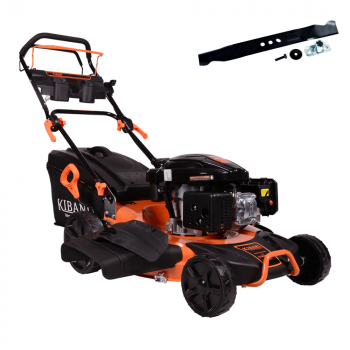 Kibani Benzine Grasmaaier - 196 cc - 4.7 PK 4-Takt Motor – Maaibreedte 53 CM – 8 Instelbare Maaihoogtes – Inclusief 62 Liter Opvangbak Met Mulchfunctie + Gratis Messet