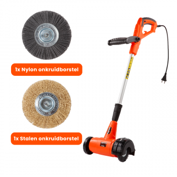 Kibani Elektrische Onkruidborstel 400 Watt Inclusief 2 Borstels 11 cm Diameter Stalen en Nylon Borstel Perfect Onkruidverwijderaar