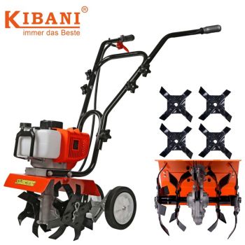 Kibani Mini Grondfrees Benzine Plus 2X Reserve Messen – 52CC – 30CM Breedte – 2.0PK – Tuinfrees – Bodemfrees – Tuinploeg – Grondfreesmachine